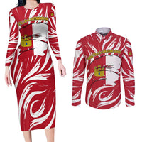 Castilla La Mancha Flag Couples Matching Long Sleeve Bodycon Dress and Long Sleeve Button Shirt Autonomous Community of Spain - Wonder Print Shop