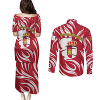 Castilla La Mancha Flag Couples Matching Puletasi and Long Sleeve Button Shirt Autonomous Community of Spain - Wonder Print Shop