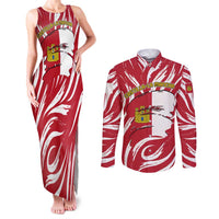 Castilla La Mancha Flag Couples Matching Tank Maxi Dress and Long Sleeve Button Shirt Autonomous Community of Spain - Wonder Print Shop