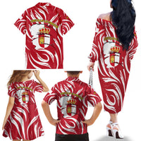 Castilla La Mancha Flag Family Matching Off The Shoulder Long Sleeve Dress and Hawaiian Shirt Autonomous Community of Spain - Wonder Print Shop