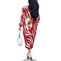 Castilla La Mancha Flag Family Matching Off The Shoulder Long Sleeve Dress and Hawaiian Shirt Autonomous Community of Spain - Wonder Print Shop