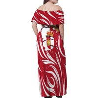 Castilla La Mancha Flag Family Matching Off Shoulder Maxi Dress and Hawaiian Shirt Autonomous Community of Spain - Wonder Print Shop