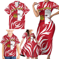 Castilla La Mancha Flag Family Matching Short Sleeve Bodycon Dress and Hawaiian Shirt Autonomous Community of Spain - Wonder Print Shop
