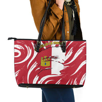 Castilla La Mancha Flag Leather Tote Bag Autonomous Community of Spain - Wonder Print Shop
