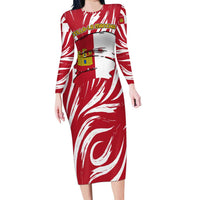 Castilla La Mancha Flag Long Sleeve Bodycon Dress Autonomous Community of Spain - Wonder Print Shop