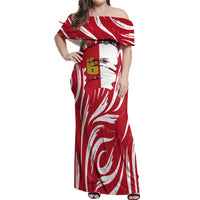 Castilla La Mancha Flag Off Shoulder Maxi Dress Autonomous Community of Spain - Wonder Print Shop
