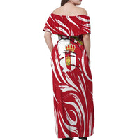 Castilla La Mancha Flag Off Shoulder Maxi Dress Autonomous Community of Spain - Wonder Print Shop