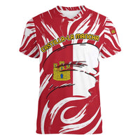 Castilla La Mancha Flag Women V-Neck T-Shirt Autonomous Community of Spain - Wonder Print Shop