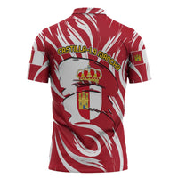 Castilla La Mancha Flag Zipper Polo Shirt Autonomous Community of Spain - Wonder Print Shop