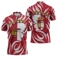 Castilla La Mancha Flag Zipper Polo Shirt Autonomous Community of Spain - Wonder Print Shop
