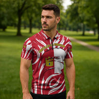 Castilla La Mancha Flag Zipper Polo Shirt Autonomous Community of Spain - Wonder Print Shop