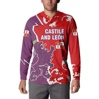 Castile and León Flag Button Sweatshirt Autonomous Community of Spain - Wonder Print Shop