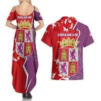 Castile and León Flag Couples Matching Summer Maxi Dress and Hawaiian Shirt Autonomous Community of Spain - Wonder Print Shop