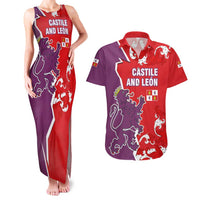 Castile and León Flag Couples Matching Tank Maxi Dress and Hawaiian Shirt Autonomous Community of Spain - Wonder Print Shop