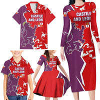 Castile and León Flag Family Matching Long Sleeve Bodycon Dress and Hawaiian Shirt Autonomous Community of Spain - Wonder Print Shop