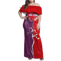 Castile and León Flag Family Matching Off Shoulder Maxi Dress and Hawaiian Shirt Autonomous Community of Spain - Wonder Print Shop