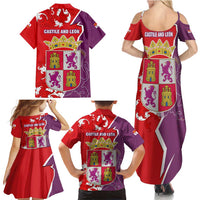 Castile and León Flag Family Matching Summer Maxi Dress and Hawaiian Shirt Autonomous Community of Spain - Wonder Print Shop