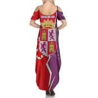 Castile and León Flag Family Matching Summer Maxi Dress and Hawaiian Shirt Autonomous Community of Spain - Wonder Print Shop