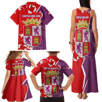 Castile and León Flag Family Matching Tank Maxi Dress and Hawaiian Shirt Autonomous Community of Spain - Wonder Print Shop