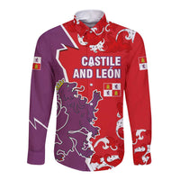 Castile and León Flag Long Sleeve Button Shirt Autonomous Community of Spain - Wonder Print Shop