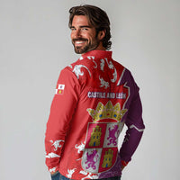 Castile and León Flag Long Sleeve Polo Shirt Autonomous Community of Spain - Wonder Print Shop