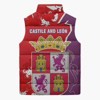 Castile and León Flag Sleeveless Puffer Jacket Autonomous Community of Spain - Wonder Print Shop