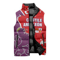 Castile and León Flag Sleeveless Puffer Jacket Autonomous Community of Spain - Wonder Print Shop