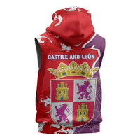 Castile and León Flag Sleeveless Zip Hoodie Autonomous Community of Spain - Wonder Print Shop
