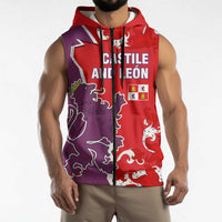 Castile and León Flag Sleeveless Zip Hoodie Autonomous Community of Spain - Wonder Print Shop