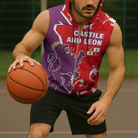 Castile and León Flag Sleeveless Zip Hoodie Autonomous Community of Spain - Wonder Print Shop