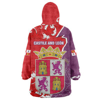 Castile and León Flag Wearable Blanket Hoodie Autonomous Community of Spain - Wonder Print Shop