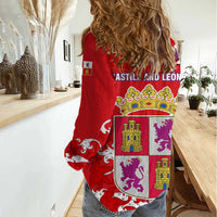 Castile and León Flag Women Casual Shirt Autonomous Community of Spain - Wonder Print Shop