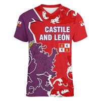 Castile and León Flag Women V-Neck T-Shirt Autonomous Community of Spain - Wonder Print Shop