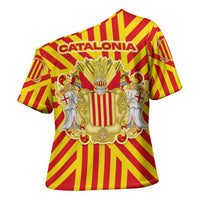 Catalonia Flag Cross Shoulder Shirt Autonomous Community of Spain - Wonder Print Shop