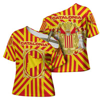 Catalonia Flag Cross Shoulder Shirt Autonomous Community of Spain - Wonder Print Shop