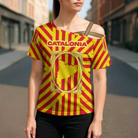Catalonia Flag Cross Shoulder Shirt Autonomous Community of Spain - Wonder Print Shop