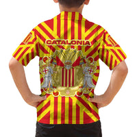 Catalonia Flag Family Matching Off The Shoulder Long Sleeve Dress and Hawaiian Shirt Autonomous Community of Spain - Wonder Print Shop