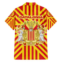 Catalonia Flag Family Matching Off The Shoulder Long Sleeve Dress and Hawaiian Shirt Autonomous Community of Spain - Wonder Print Shop