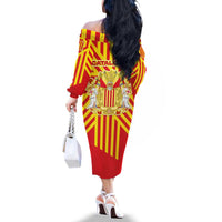 Catalonia Flag Family Matching Off The Shoulder Long Sleeve Dress and Hawaiian Shirt Autonomous Community of Spain - Wonder Print Shop