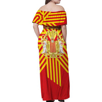 Catalonia Flag Family Matching Off Shoulder Maxi Dress and Hawaiian Shirt Autonomous Community of Spain - Wonder Print Shop