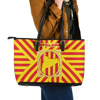 Catalonia Flag Leather Tote Bag Autonomous Community of Spain - Wonder Print Shop