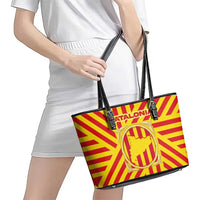 Catalonia Flag Leather Tote Bag Autonomous Community of Spain - Wonder Print Shop