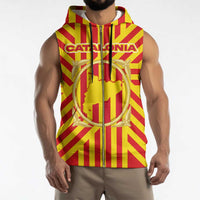 Catalonia Flag Sleeveless Zip Hoodie Autonomous Community of Spain - Wonder Print Shop