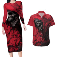 Skull Death Couples Matching Long Sleeve Bodycon Dress and Hawaiian Shirt Your Time - Wonder Print Shop