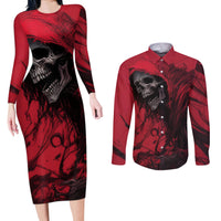 Skull Death Couples Matching Long Sleeve Bodycon Dress and Long Sleeve Button Shirts Your Time - Wonder Print Shop