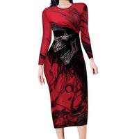 Skull Death Family Matching Long Sleeve Bodycon Dress and Hawaiian Shirt Your Time - Wonder Print Shop