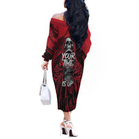 Skull Death Off The Shoulder Long Sleeve Dress Your Time - Wonder Print Shop