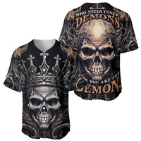 Skull Fantasy Baseball Jersey Who Needs Inner Demons When You Are The Demon - Wonder Print Shop