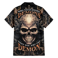 Skull Fantasy Family Matching Off Shoulder Long Sleeve Dress and Hawaiian Shirt Who Needs Inner Demons When You Are The Demon - Wonder Print Shop