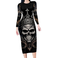 Skull Fantasy Long Sleeve Bodycon Dress Who Needs Inner Demons When You Are The Demon - Wonder Print Shop
